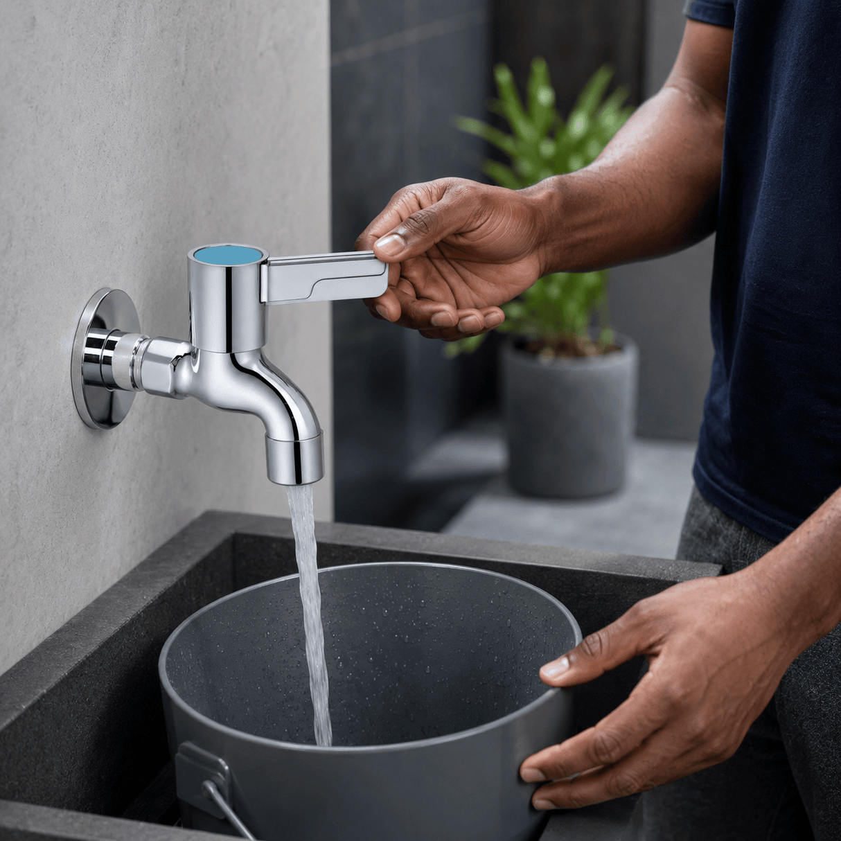 Wahkit Taps & Faucets Wahkit Chrome Square Handle Wall Bib Tap in Copper - K-8758A