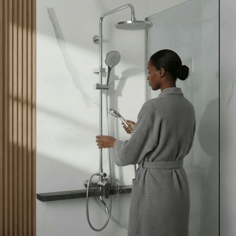Wahkit Shower Set & Head Wahkit Chrome Square Head Wall Mounted Rain Shower Set in Copper - K-8835