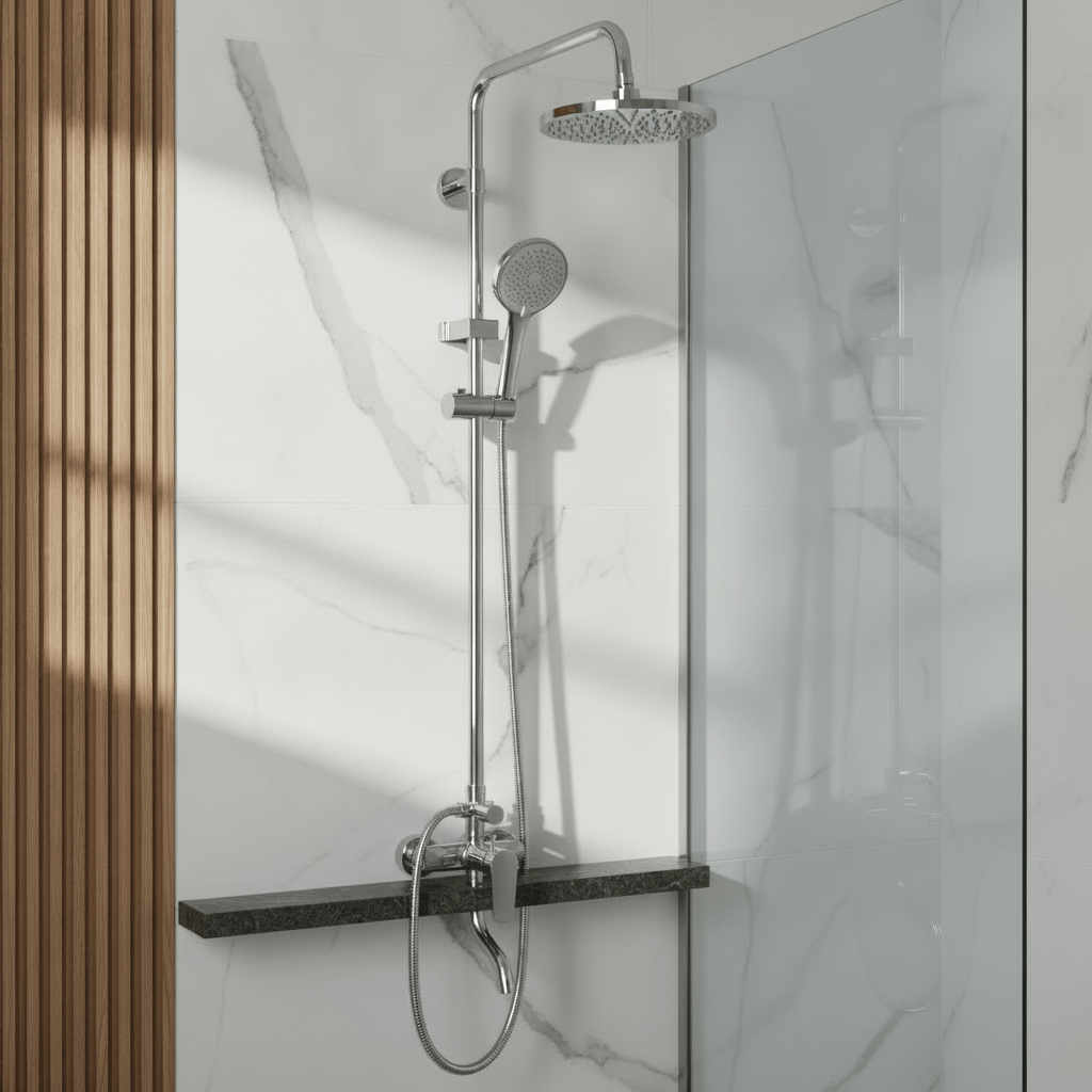 Wahkit Shower Set & Head Wahkit Chrome Square Head Wall Mounted Rain Shower Set in Copper - K-8835