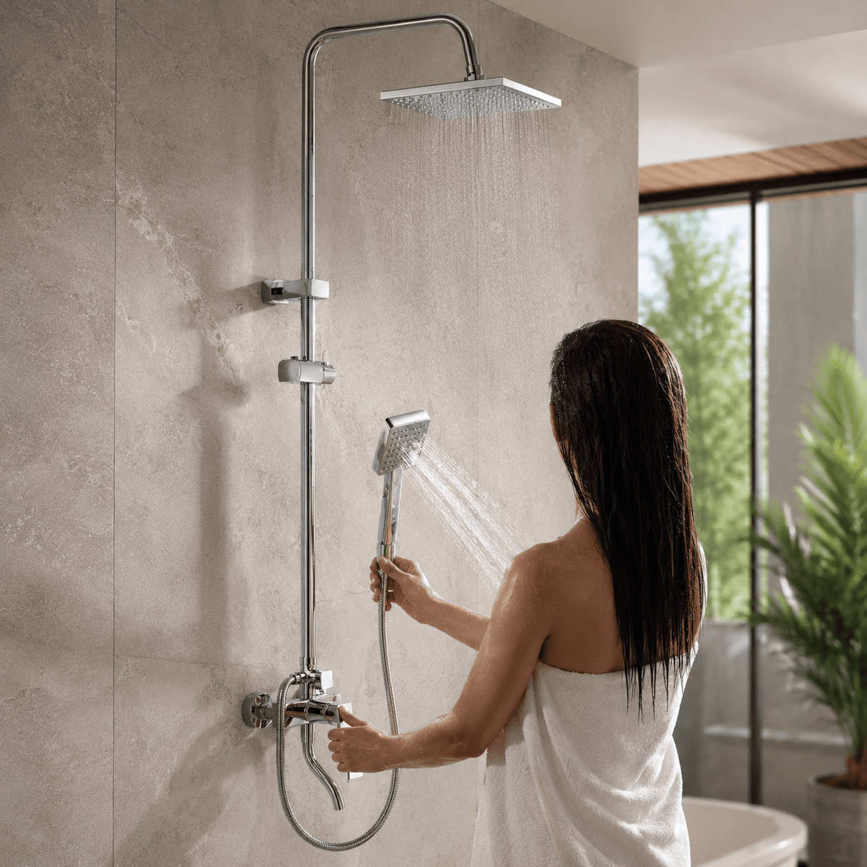 Wahkit Shower Set & Head Wahkit Chrome Square Head Wall Mounted Rain Shower Set in Copper - K-8866