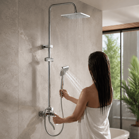 Wahkit Shower Set & Head Wahkit Chrome Square Head Wall Mounted Rain Shower Set in Copper - K-8866