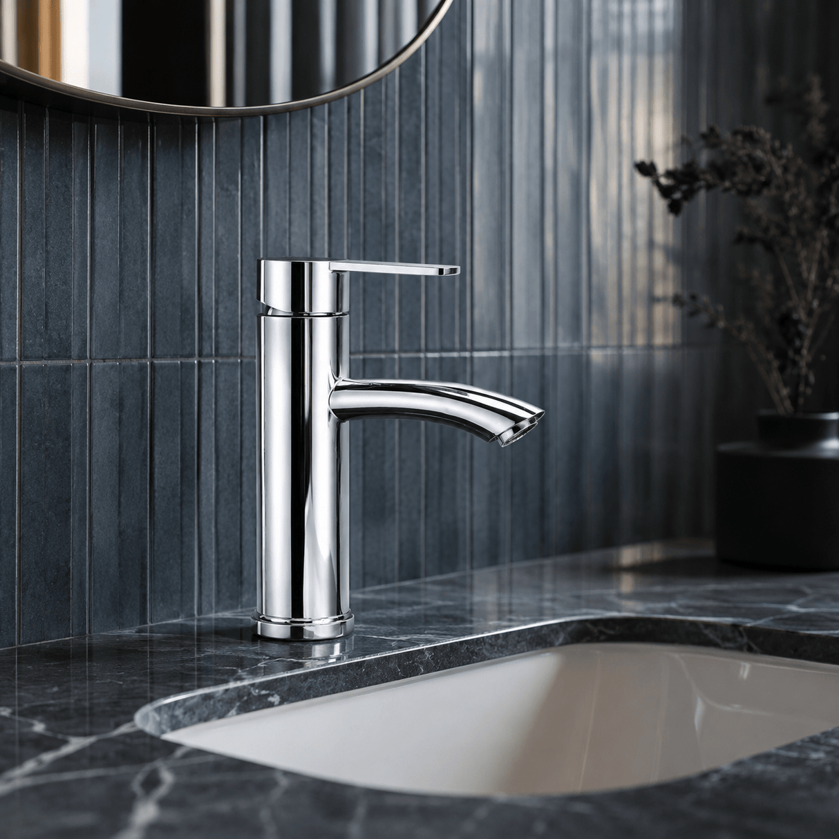 Wahkit Bathroom Faucet Wahkit Chrome Straight Basin Tap in Stainless Steel and Plastic - G-79004