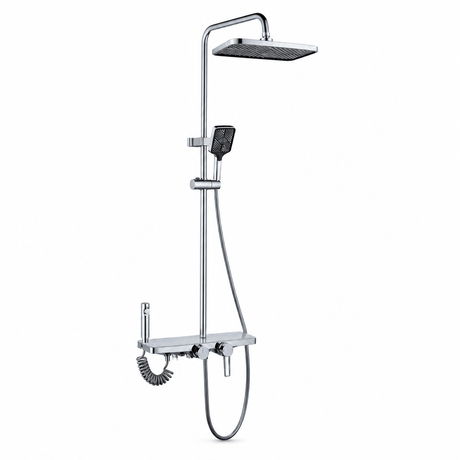 Wahkit Shower Set & Head Wahkit Chrome Wall Mounted Four-Function Square Rain Shower Set - K-8849