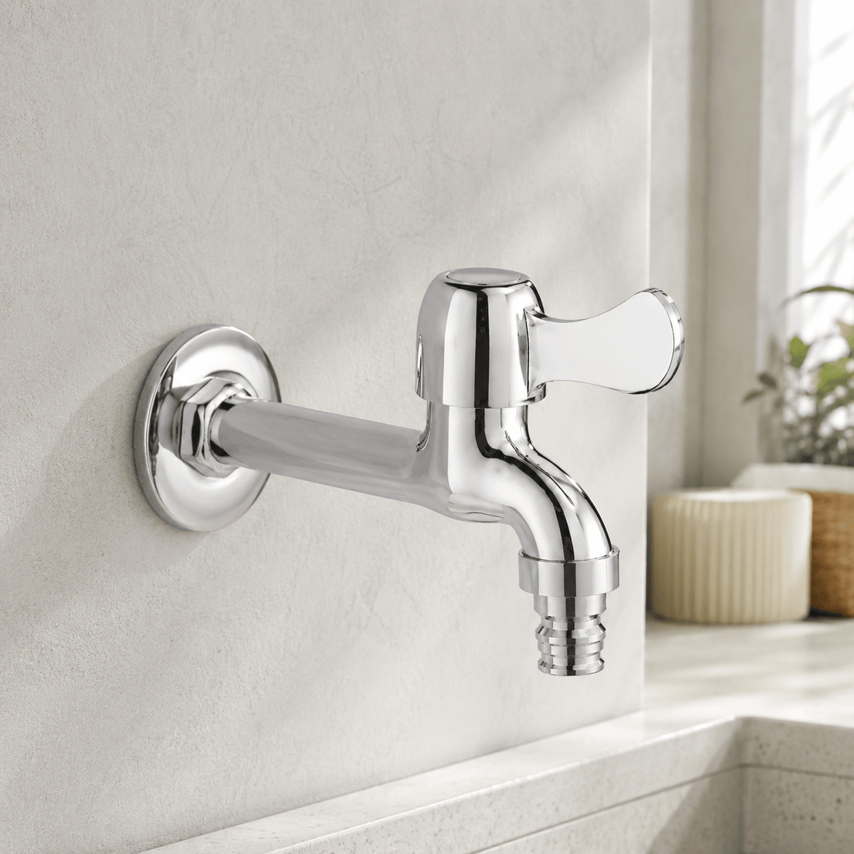 Wahkit Taps & Faucets Wahkit Chrome Wing Handle Wall Bib Tap in Zinc Alloy - K-8754