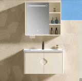 Wahkit Bathroom Vanity & Cabinets Wahkit Cream Marble PVC Bathroom Vanity with Smart Mirror 600mm - K-9742AC