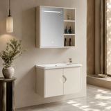 Wahkit Bathroom Vanity & Cabinets Wahkit Cream Marble PVC Bathroom Vanity with Smart Mirror 600mm - K-9742AC