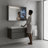 Wahkit Bathroom Vanity & Cabinets Wahkit Dark Wood Plywood Bathroom Vanity with Basin and Smart Mirror 1000mm - K-9055A