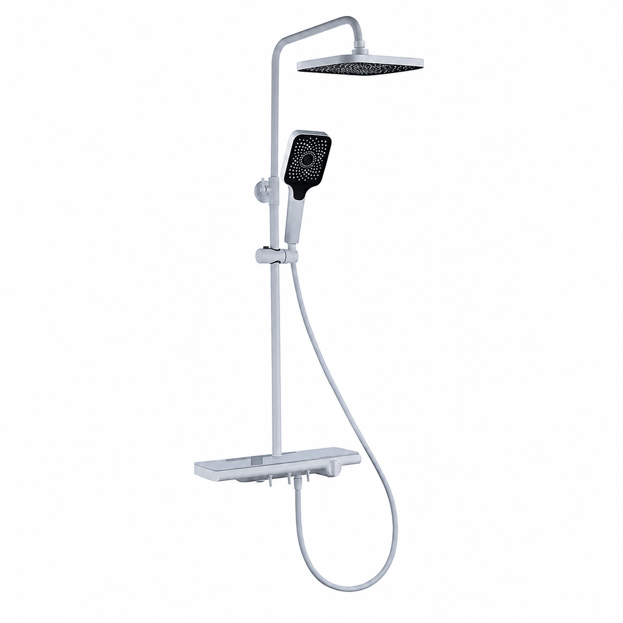 Wahkit Shower Set & Head Wahkit Elegant White Shelf Bar Wall Mounted Shower System in ABS and PPA - K-8854W