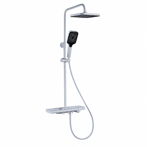 Wahkit Shower Set & Head Wahkit Elegant White Shelf Bar Wall Mounted Shower System in ABS and PPA - K-8854W