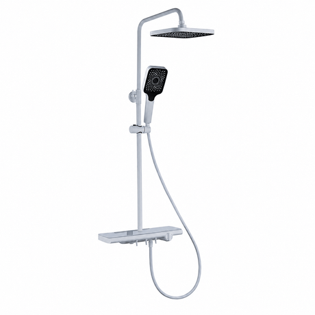 Wahkit Shower Set & Head Wahkit Elegant White Shelf Bar Wall Mounted Shower System in ABS and PPA - K-8854W