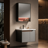 Wahkit Bathroom Vanity & Cabinets Wahkit Grey and Red Accent PVC Bathroom Vanity with Mirror 600mm - K-9629