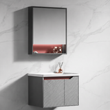 Wahkit Bathroom Vanity & Cabinets Wahkit Grey and Red Accent PVC Bathroom Vanity with Mirror 600mm - K-9629