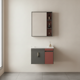Wahkit Bathroom Vanity & Cabinets Wahkit Grey and Red Accent PVC Bathroom Vanity with Mirror 700mm - K-9620