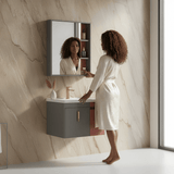 Wahkit Bathroom Vanity & Cabinets Wahkit Grey and Red Accent PVC Bathroom Vanity with Mirror 700mm - K-9620