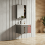 Wahkit Bathroom Vanity & Cabinets Wahkit Grey and Red Accent PVC Bathroom Vanity with Mirror 700mm - K-9620