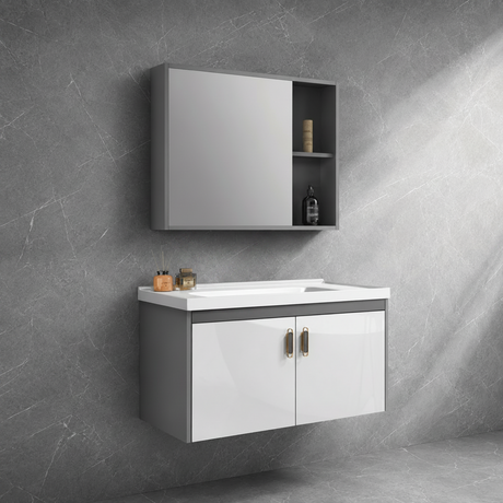 Wahkit Bathroom Vanity & Cabinets Wahkit Grey and White Floating Plywood Bathroom Vanity with Smart Mirror 600mm - K-9135A