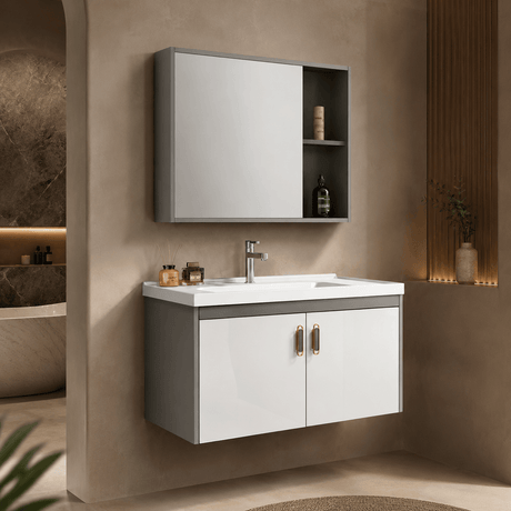 Wahkit Bathroom Vanity & Cabinets Wahkit Grey and White Floating Plywood Bathroom Vanity with Smart Mirror 600mm - K-9135A