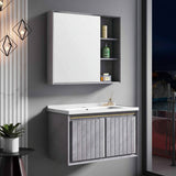 Wahkit Bathroom Vanity & Cabinets Wahkit Grey Fluted PVC Bathroom Vanity with Basin and Mirror Cabinet 800mm - K-9602