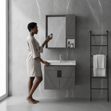 Wahkit Bathroom Vanity & Cabinets Wahkit Grey Plywood Bathroom Vanity with Basin and Mirror 600mm - K-9147