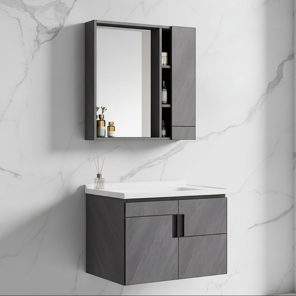 Wahkit Bathroom Vanity & Cabinets Wahkit Grey Plywood Bathroom Vanity with Basin and Mirror 800mm - K-9145