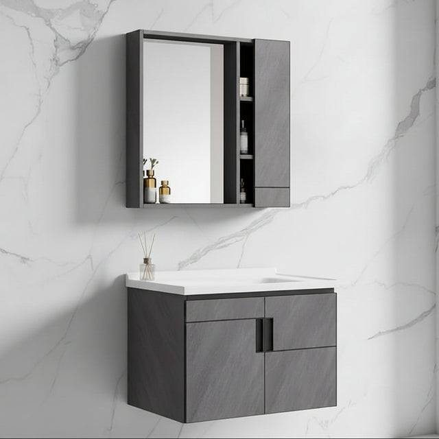 Wahkit Bathroom Vanity & Cabinets Wahkit Grey Plywood Bathroom Vanity with Basin and Mirror 800mm - K-9145