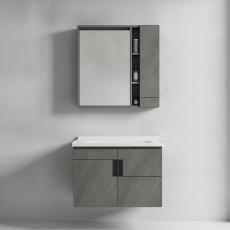 Wahkit Bathroom Vanity & Cabinets Wahkit Grey Plywood Bathroom Vanity with Basin and Mirror 800mm - K-9145