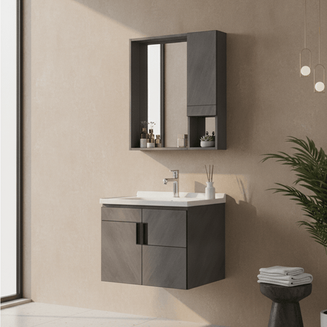 Wahkit Bathroom Vanity & Cabinets Wahkit Grey Plywood Bathroom Vanity with Smart Mirror 600mm - K-9147A