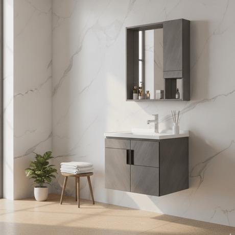Wahkit Bathroom Vanity & Cabinets Wahkit Grey Plywood Bathroom Vanity with Smart Mirror 600mm - K-9147A