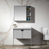 Wahkit Bathroom Vanity & Cabinets Wahkit Grey Textured Plywood Bathroom Vanity with Basin and Mirror 800mm - K-9086B