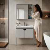 Wahkit Bathroom Vanity & Cabinets Wahkit Grey Textured Plywood Bathroom Vanity with Basin and Mirror 800mm - K-9086B