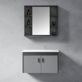 Wahkit Bathroom Vanity & Cabinets Wahkit Grey Textured PVC Bathroom Vanity with Basin and Mirror Cabinet 600mm - K-0356C