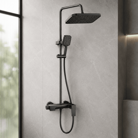 Wahkit Shower Set & Head Wahkit Gunmetal Block Bar Wall Mounted Rain Shower Set in Copper - K-8886Q