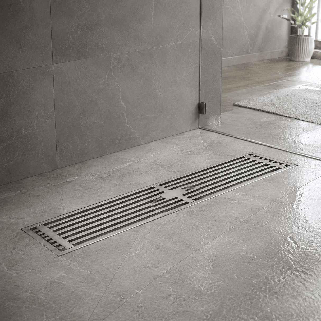 Wahkit Drains Wahkit Gunmetal Linear Slot Floor Drain in 304 Stainless Steel - K-D431Q & K-D432Q