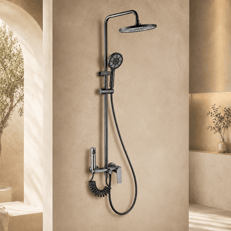 Wahkit Shower Set & Head Wahkit Gunmetal Round Head Wall Mounted Rain Shower Set in Copper - K-8824Q