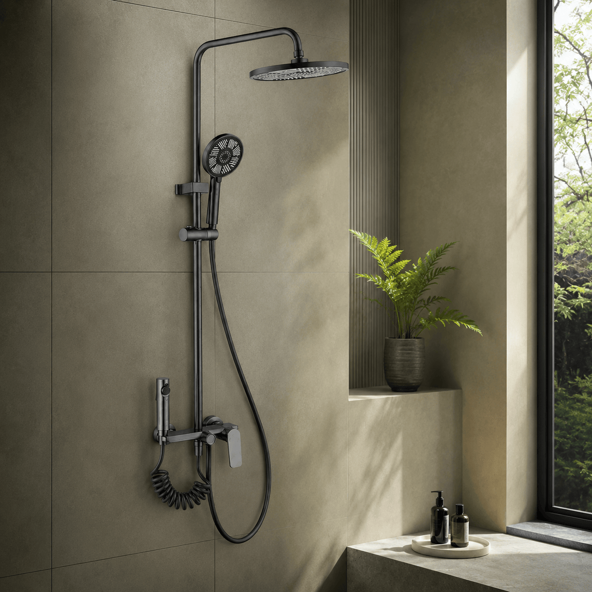 Wahkit Shower Set & Head Wahkit Gunmetal Round Head Wall Mounted Rain Shower Set in Copper - K-8824Q