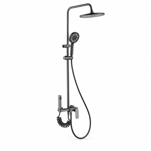 Wahkit Shower Set & Head Wahkit Gunmetal Round Head Wall Mounted Rain Shower Set in Copper - K-8824Q