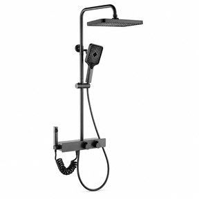 Wahkit Shower Set & Head Wahkit Gunmetal Shelf Bar Wall Mounted Shower System in Stainless Steel and PPA - K-8839A