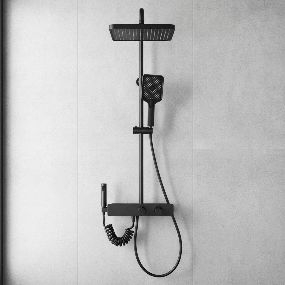 Wahkit Shower Set & Head Wahkit Gunmetal Shelf Bar Wall Mounted Shower System in Stainless Steel and PPA - K-8839A