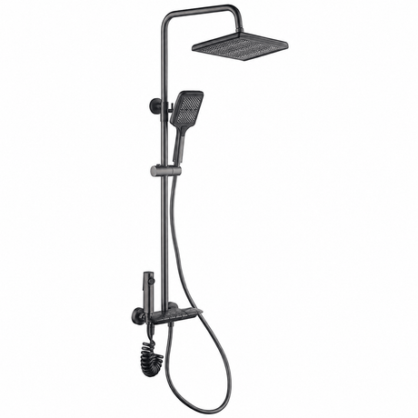 Wahkit Shower Set & Head Wahkit Gunmetal Square Head Wall Mounted Rain Shower Set in Copper - K-8859Q