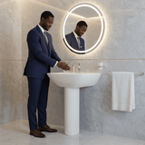 Wahkit Bathroom Sink Wahkit Large Ceramic Pedestal Basin with Wide Shallow Oval Bowl & Straight Pedestal 580mm - 4010