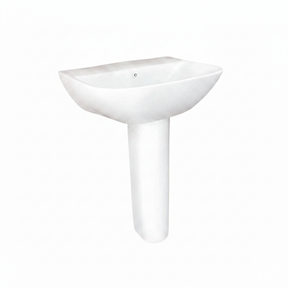 Wahkit Bathroom Sink Wahkit Large Ceramic Pedestal Basin with Wide Shallow Oval Bowl & Straight Pedestal 580mm - 4010
