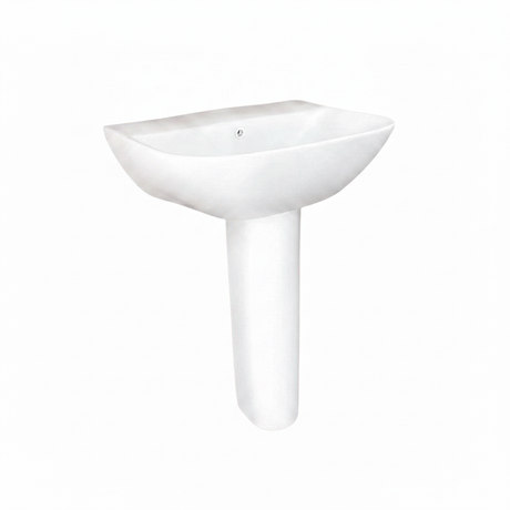 Wahkit Bathroom Sink Wahkit Large Ceramic Pedestal Basin with Wide Shallow Oval Bowl & Straight Pedestal 580mm - 4010