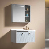 Wahkit Bathroom Vanity & Cabinets Wahkit Light Blue Grey Textured PVC Bathroom Vanity with Smart Mirror 600mm - K-9918A