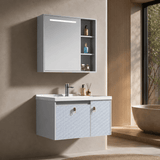 Wahkit Bathroom Vanity & Cabinets Wahkit Light Blue Grey Textured PVC Bathroom Vanity with Smart Mirror 600mm - K-9918A