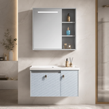 Wahkit Bathroom Vanity & Cabinets Wahkit Light Blue Grey Textured PVC Bathroom Vanity with Smart Mirror 600mm - K-9918A