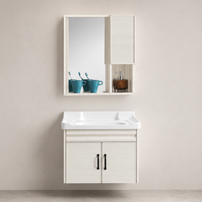 Wahkit Bathroom Vanity & Cabinets Wahkit Light Oak Double Door PVC Bathroom Vanity with Basin and Mirror 600mm - K-9270