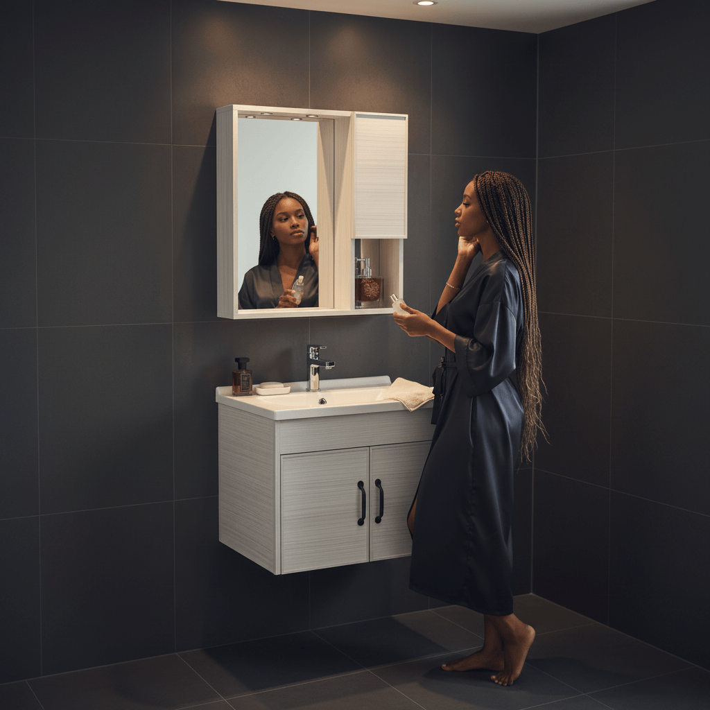 Wahkit Bathroom Vanity & Cabinets Wahkit Light Oak Double Door PVC Bathroom Vanity with Basin and Mirror 600mm - K-9270