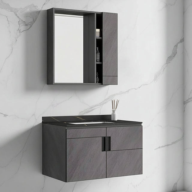 Wahkit Bathroom Vanity & Cabinets Wahkit Marble Plywood Bathroom Vanity with Basin and Mirror 800mm - K-9136C