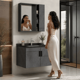 Wahkit Bathroom Vanity & Cabinets Wahkit Marble Plywood Bathroom Vanity with Basin and Mirror 800mm - K-9136C