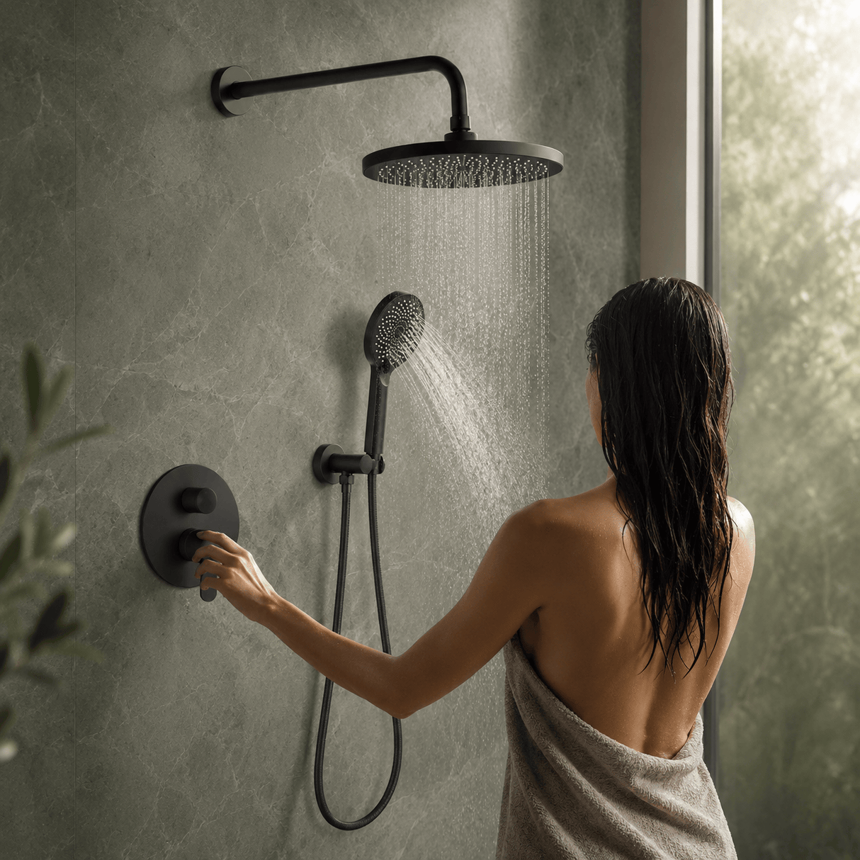 Wahkit Shower Set & Head Wahkit Matte Black Concealed Rain Shower Set in Copper - K-8415H